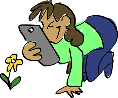 A Cartoon Of A Girl Holding A Phone