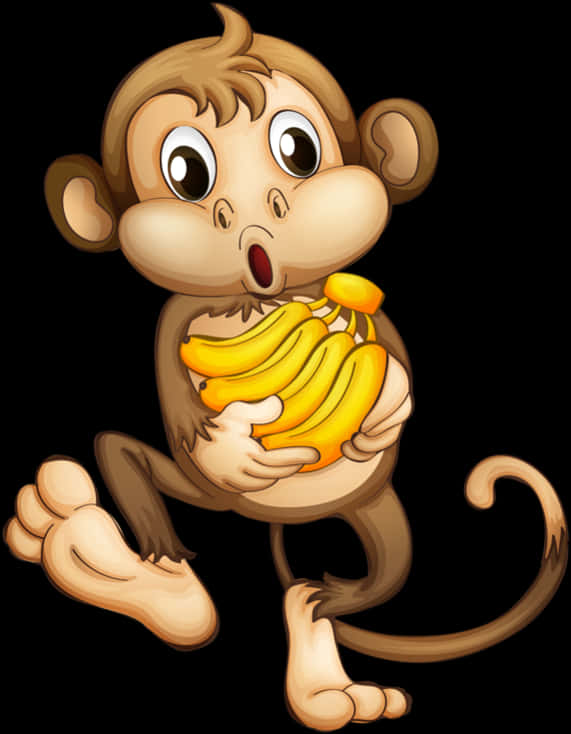 Cartoon Monkey Holding Bananas