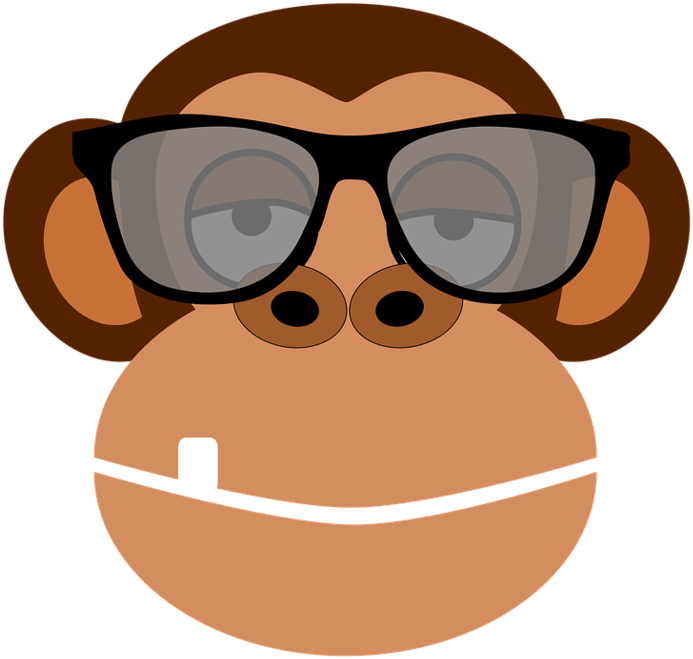 Cartoon Monkey Wearing Glasses, Hd Png Download