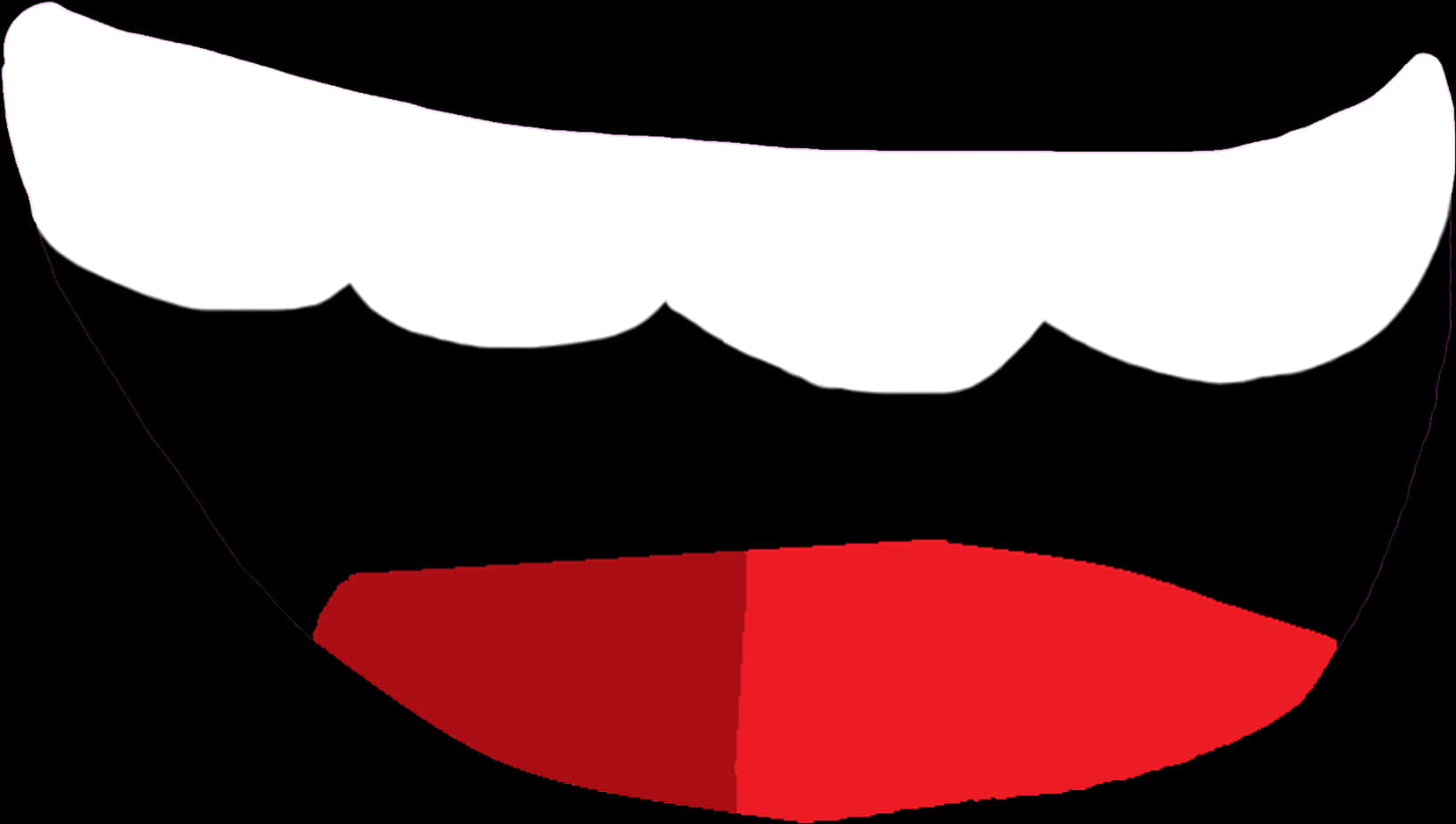 A Cartoon Face With A Red Lips And White Teeth