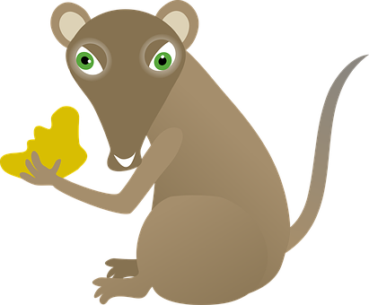 A Cartoon Of A Mouse Holding A Piece Of Food
