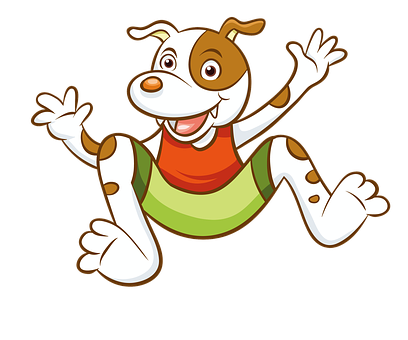 A Cartoon Dog Jumping In The Air