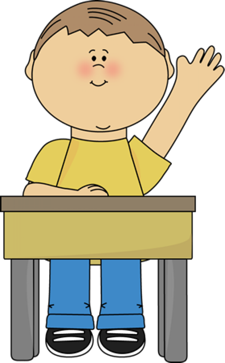 A Cartoon Of A Boy Raising His Hand