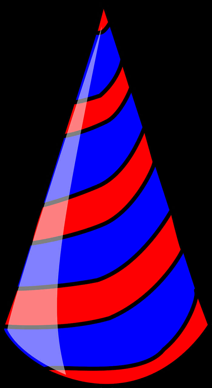 A Red And Blue Striped Cone