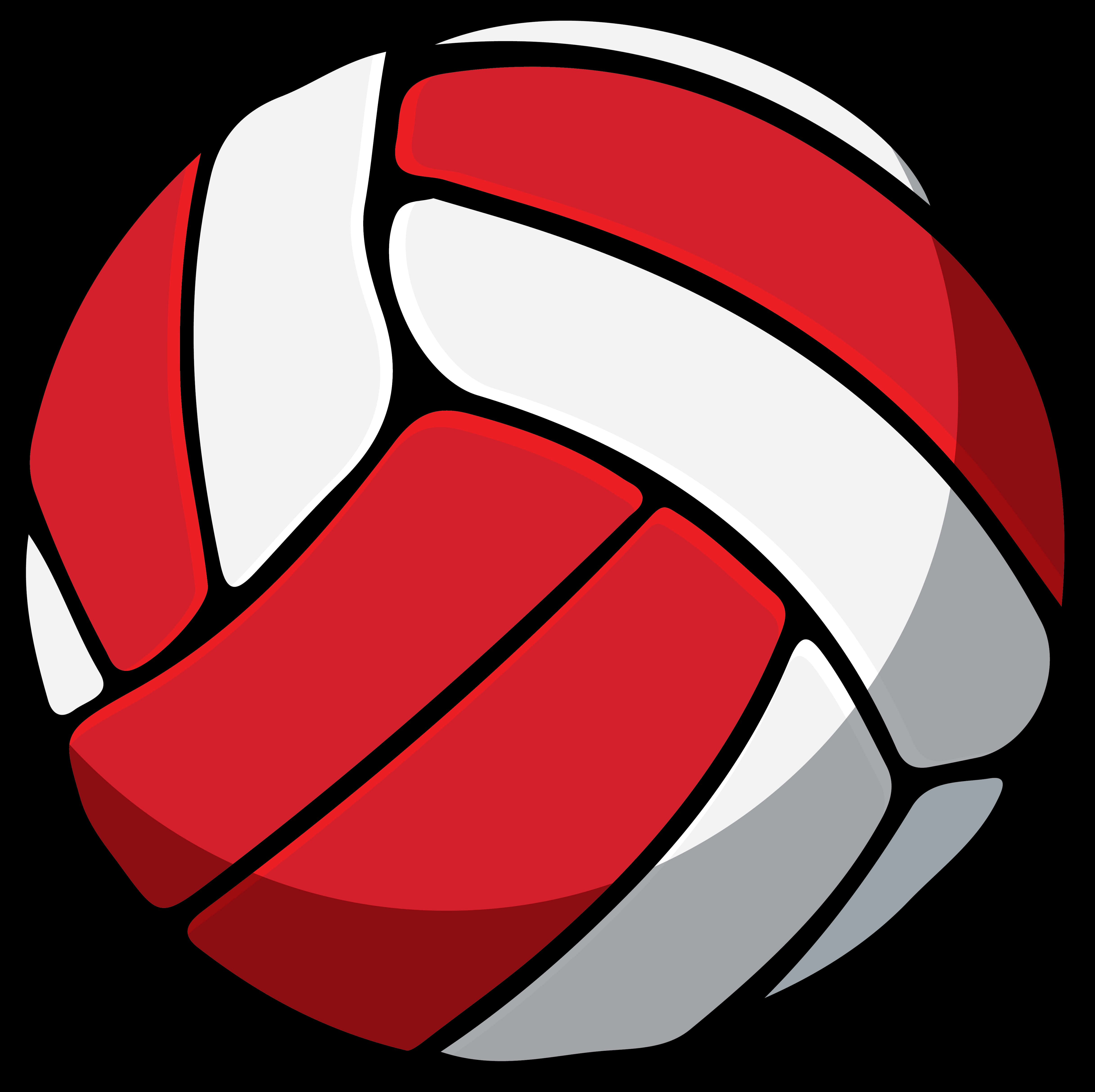 Cartoon Red And White Volleyball