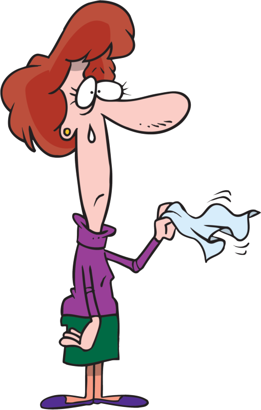 A Cartoon Of A Woman Holding A Tissue