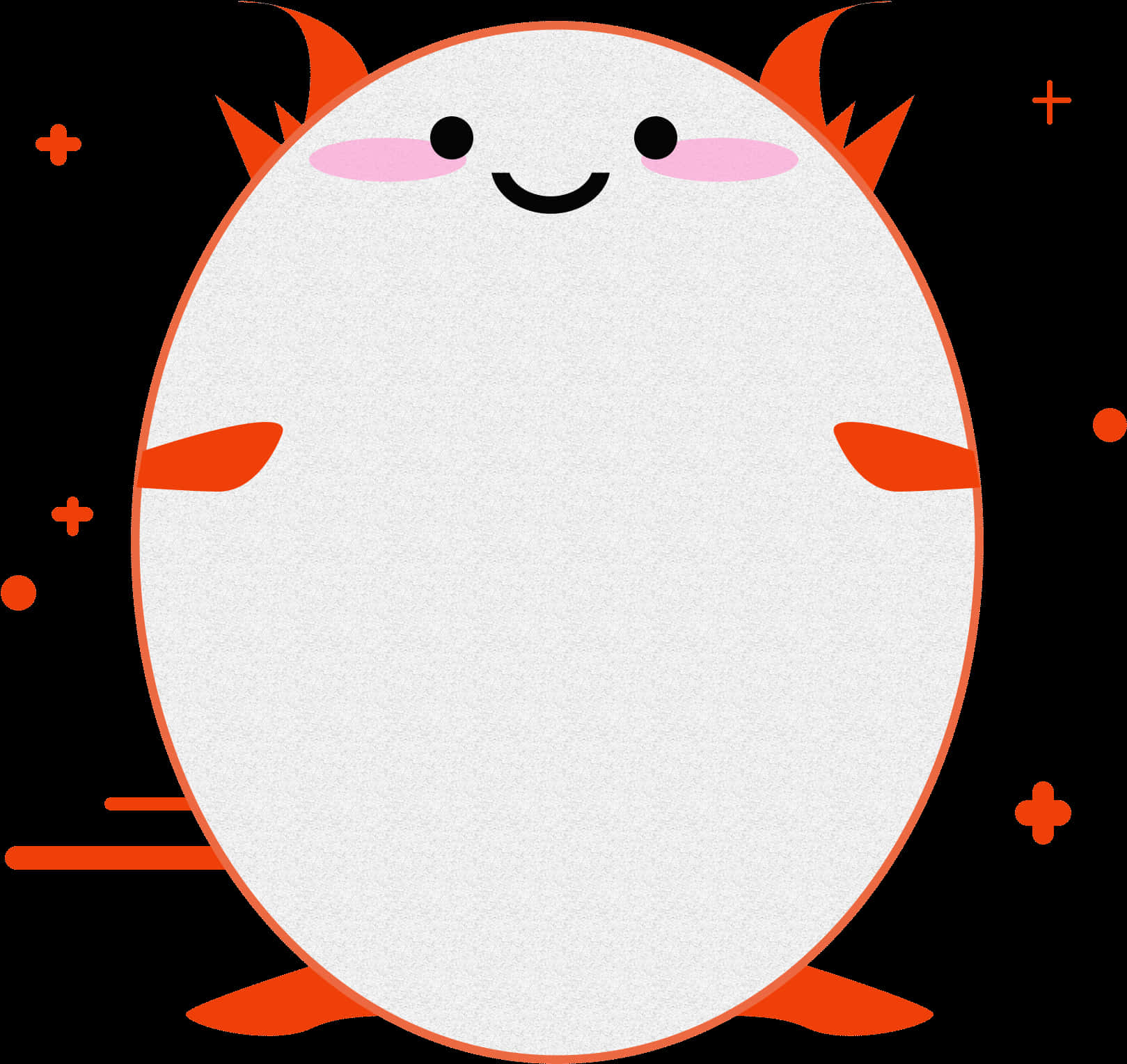 A Cartoon Of A White Egg With Orange Legs And A Smiling Face