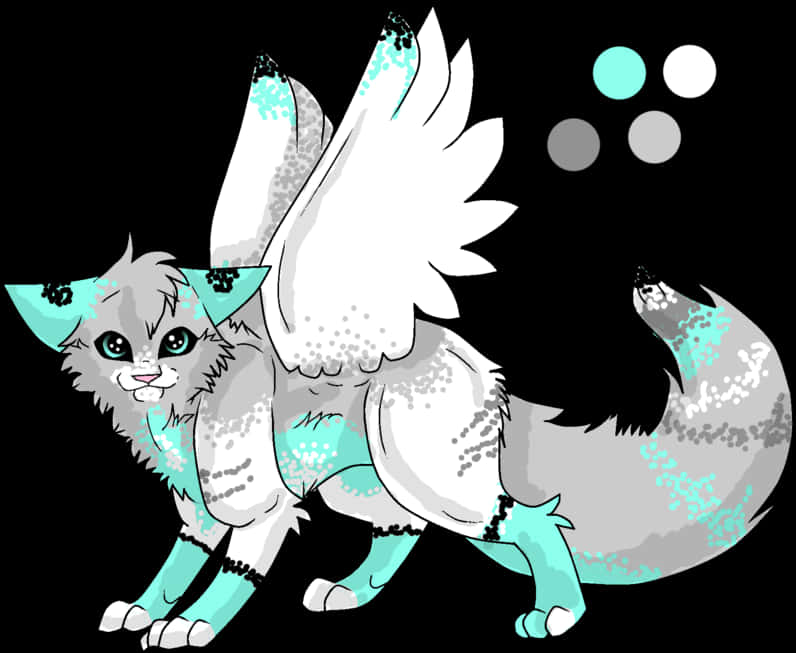 A Cartoon Of A Wolf With Wings