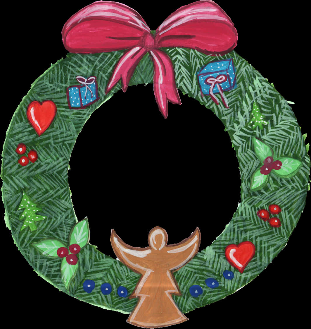 Christmas Wreath Cute 2d Illustration