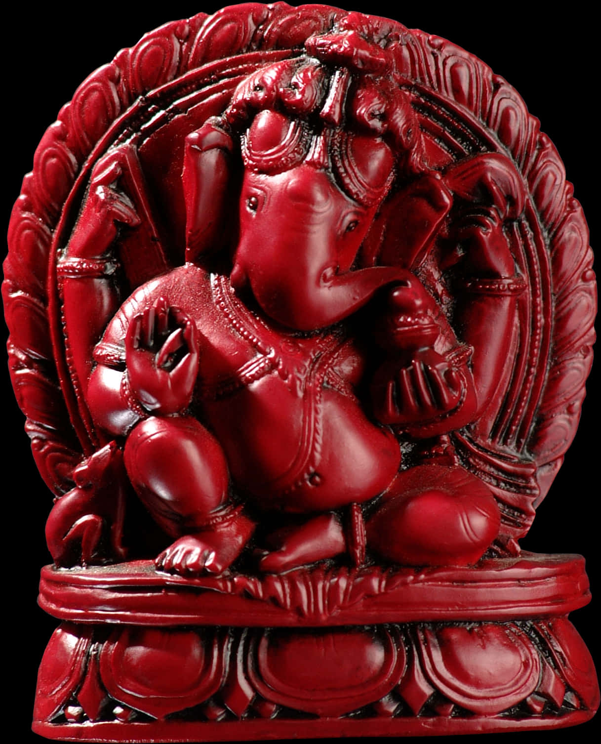 A Red Statue Of A God