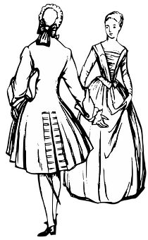 A Black And White Drawing Of Women In Dresses