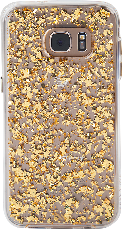 A Phone Case With Gold Flakes