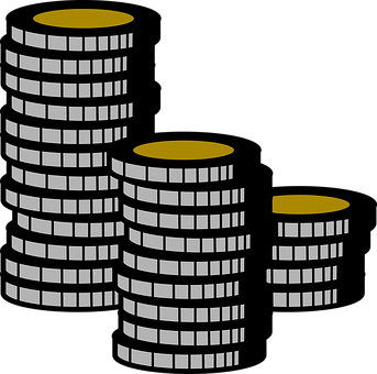 A Group Of Stacks Of Coins