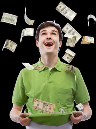 Man Catching Cash With Shirt