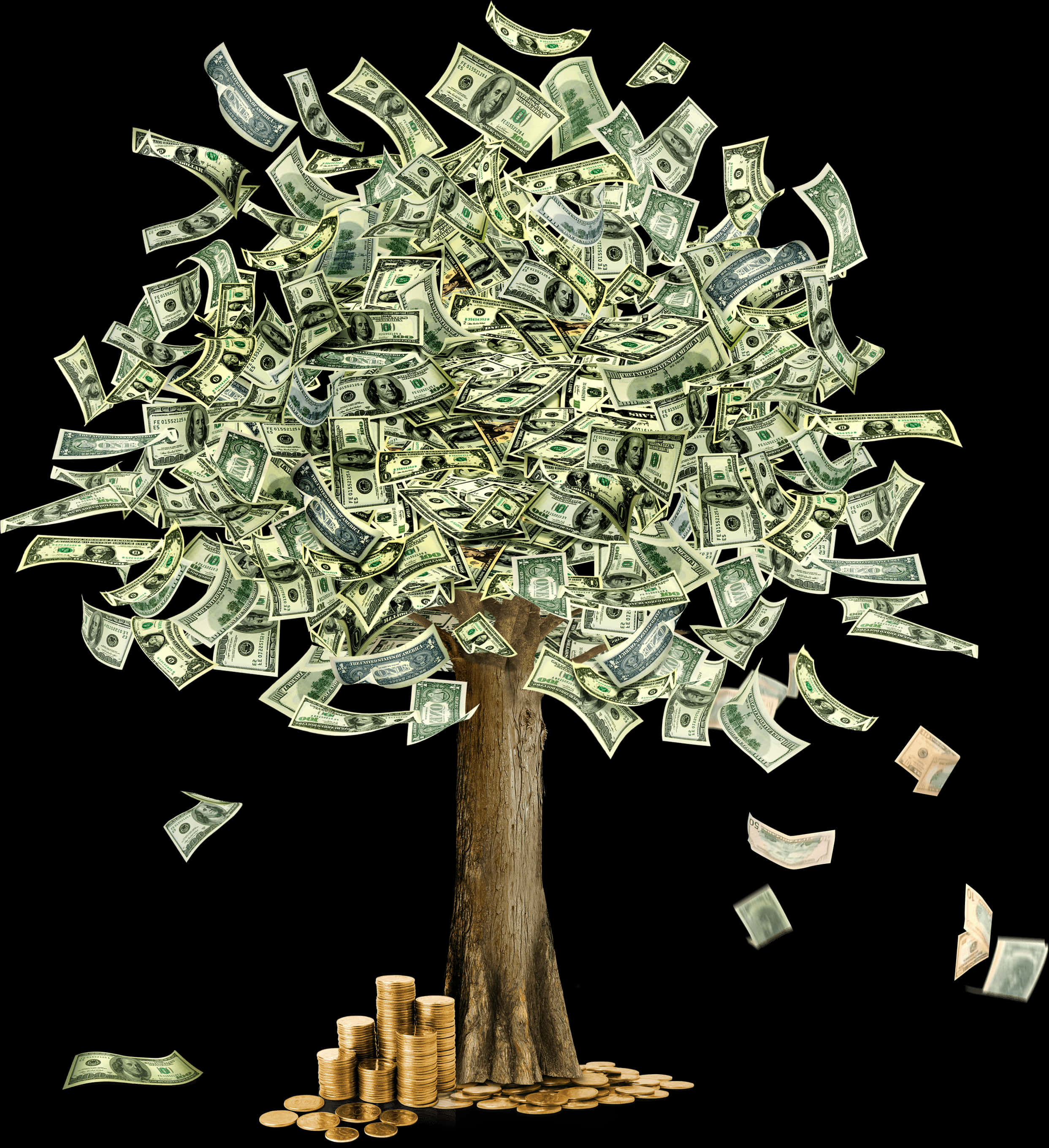 Money Tree Filled With Cash