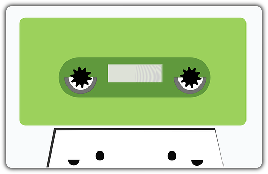 A Green Cassette Tape With Two Holes