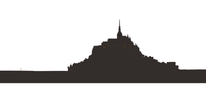 A Silhouette Of A Building On A Hill