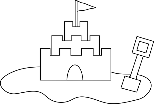 A Black And White Drawing Of A Sand Castle