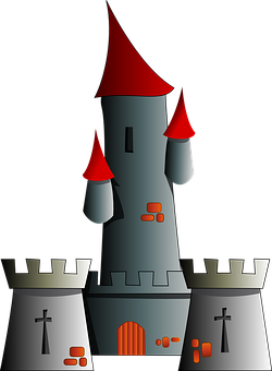 A Cartoon Castle With Towers
