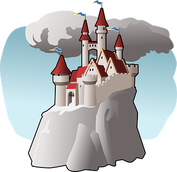 A Cartoon Of A Castle On A Mountain