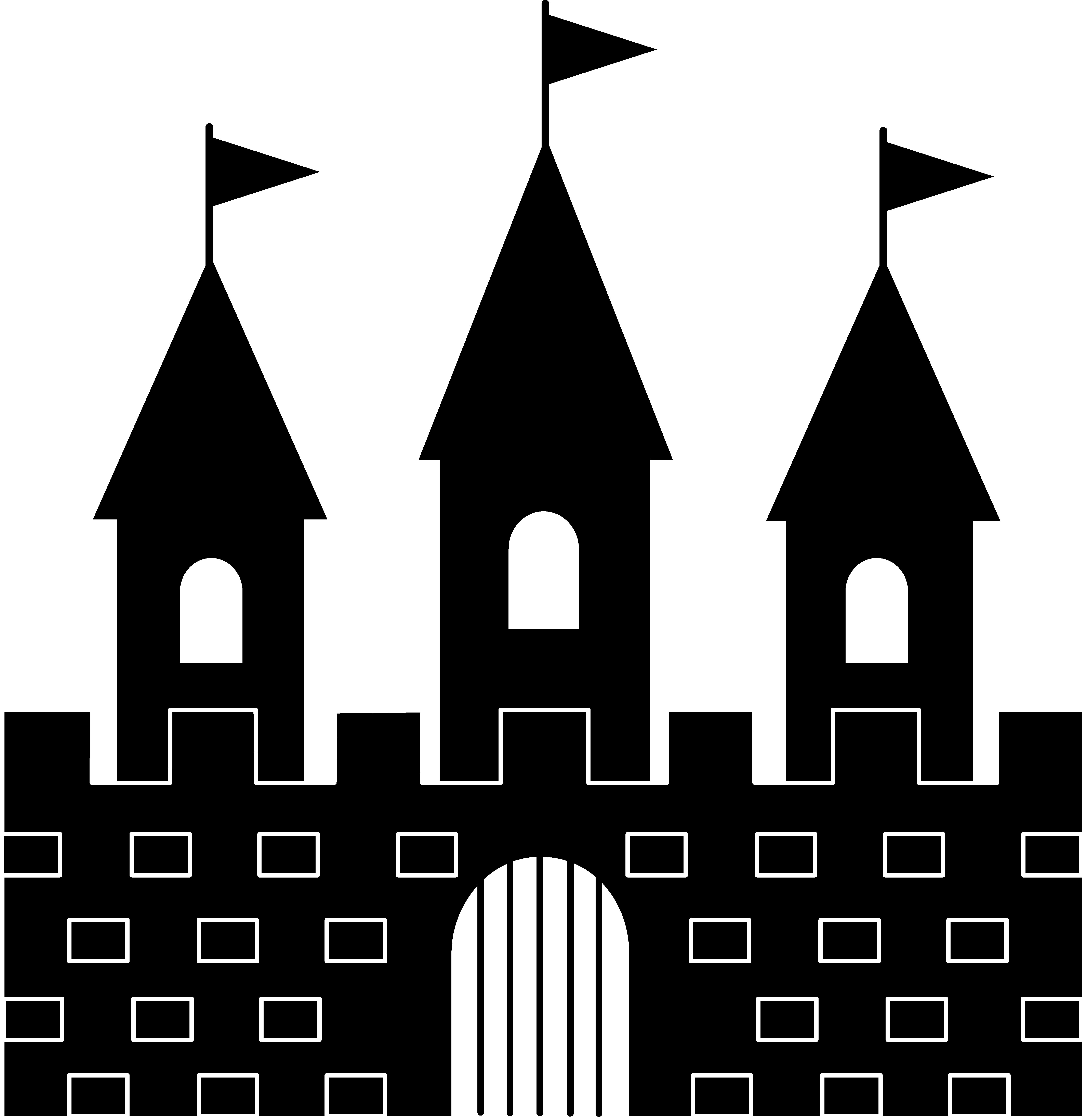 A Black And White Drawing Of A Castle