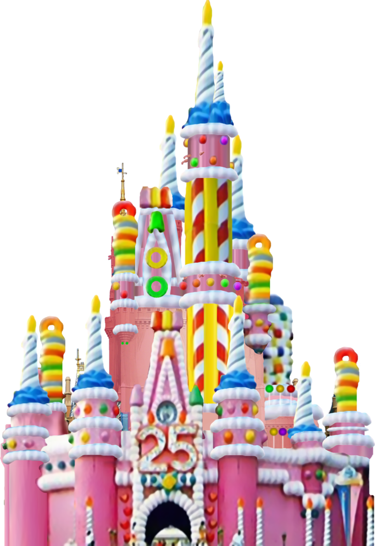 A Castle With Colorful Towers And Lights