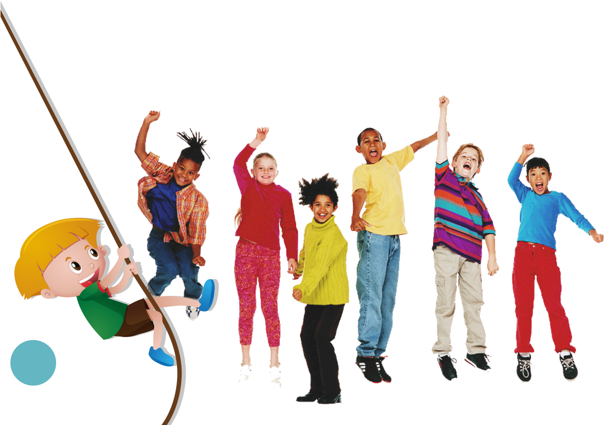 A Group Of Kids Jumping And Jumping