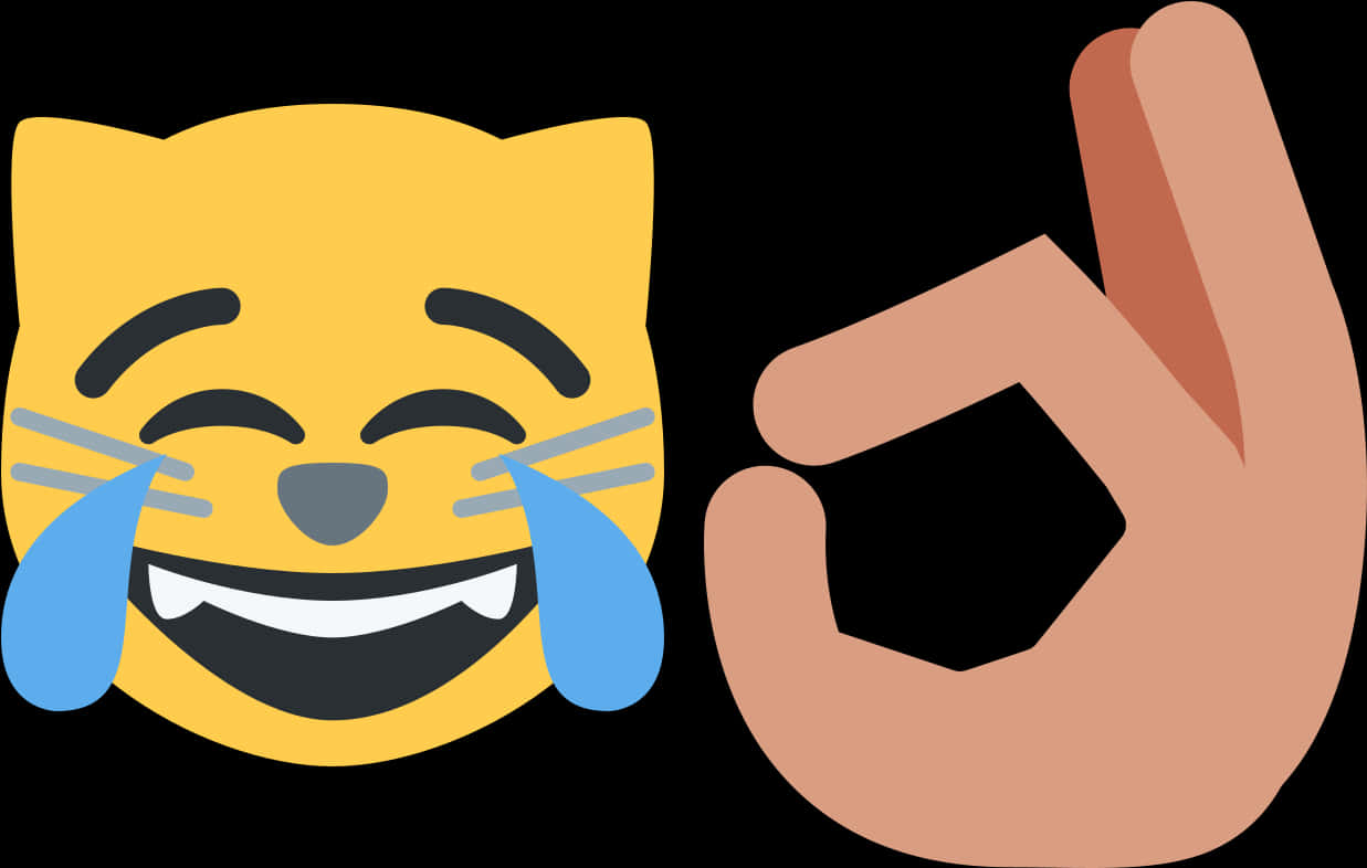 Cat Laughing Emoji And Ok Sign