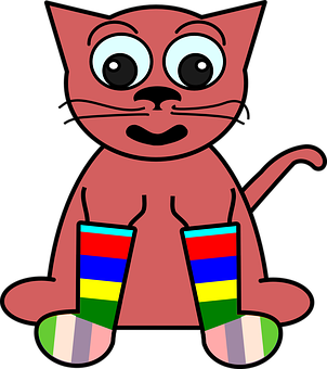 A Cartoon Cat Wearing Socks
