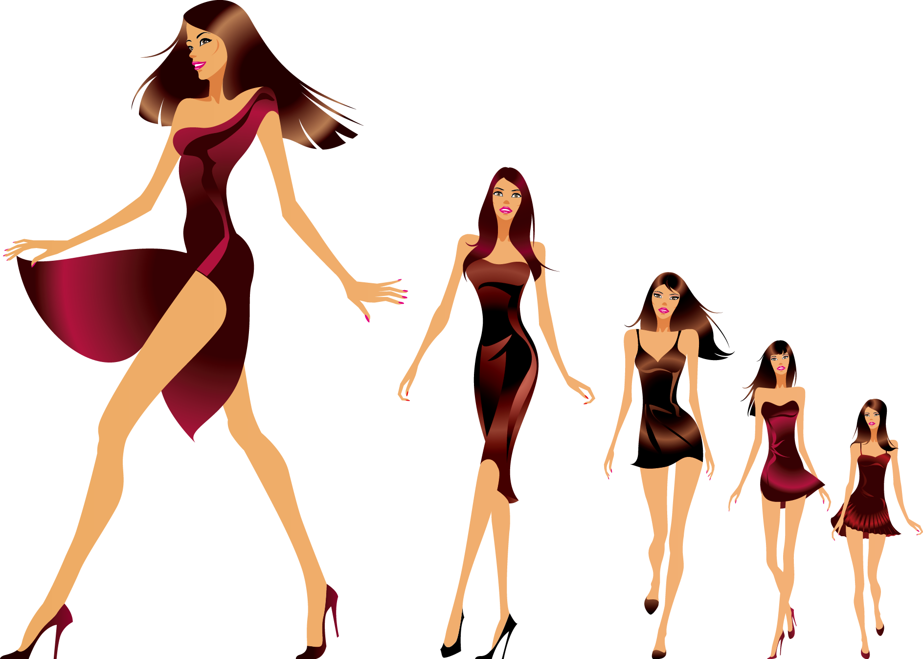 A Woman In Different Dresses