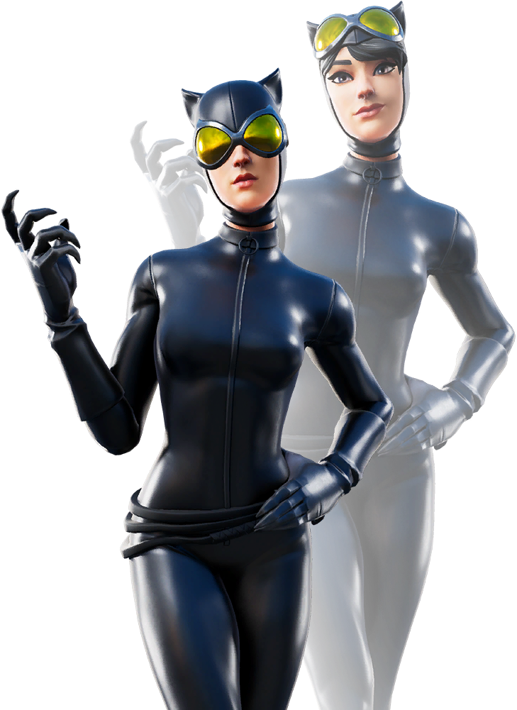 A Couple Of Women Wearing Black Catsuits