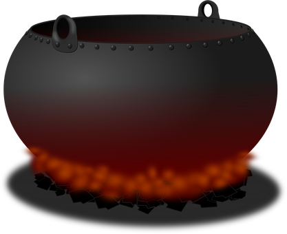 A Black Pot With Red Liquid