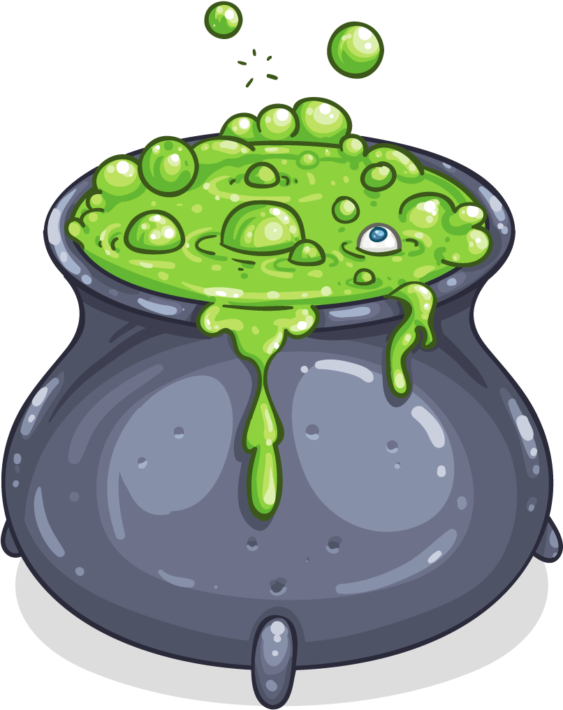 A Cartoon Of A Cauldron With Green Liquid