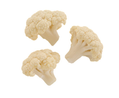 A Group Of Cauliflowers On A Black Background