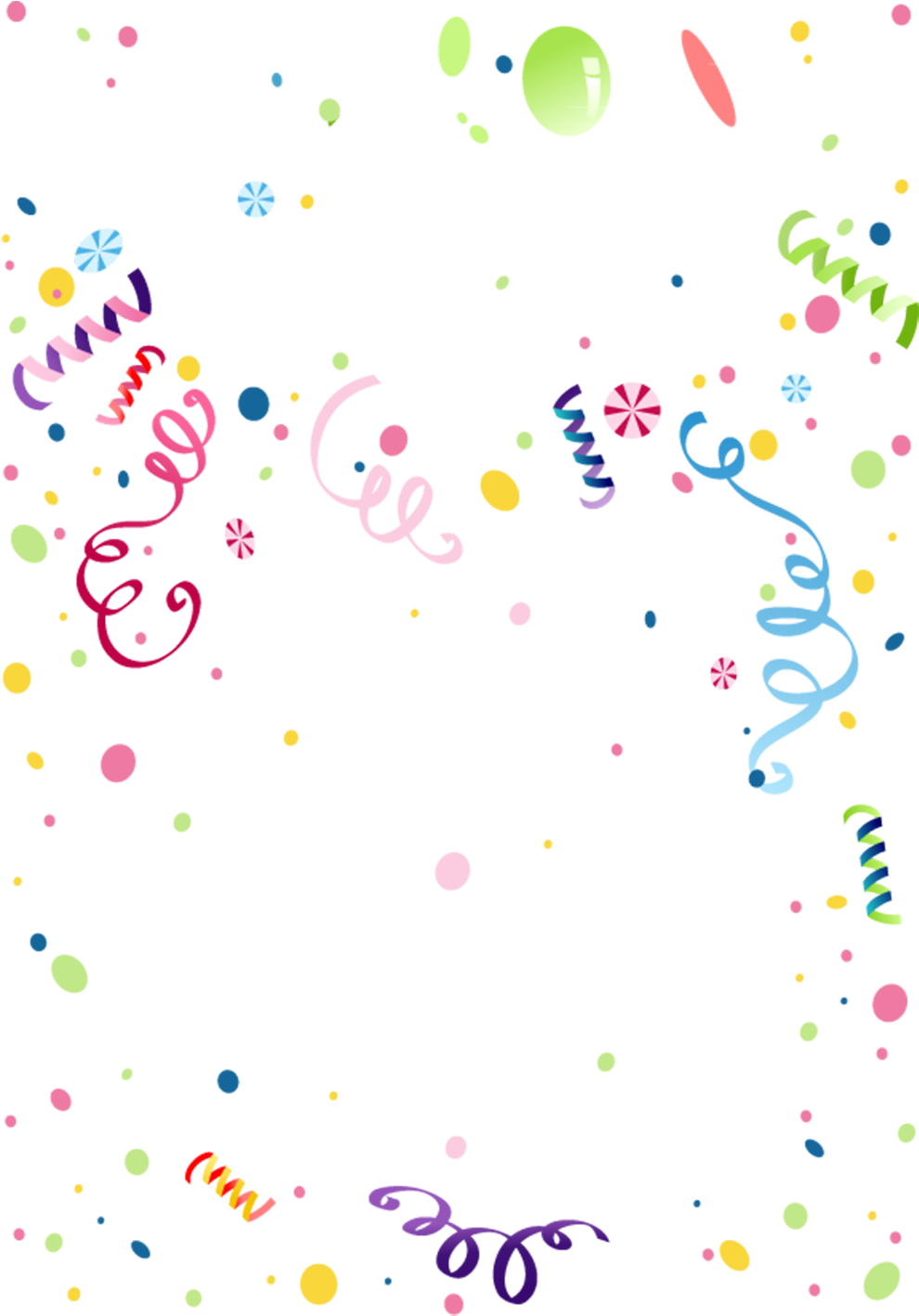 A Black Background With Confetti And Streamers