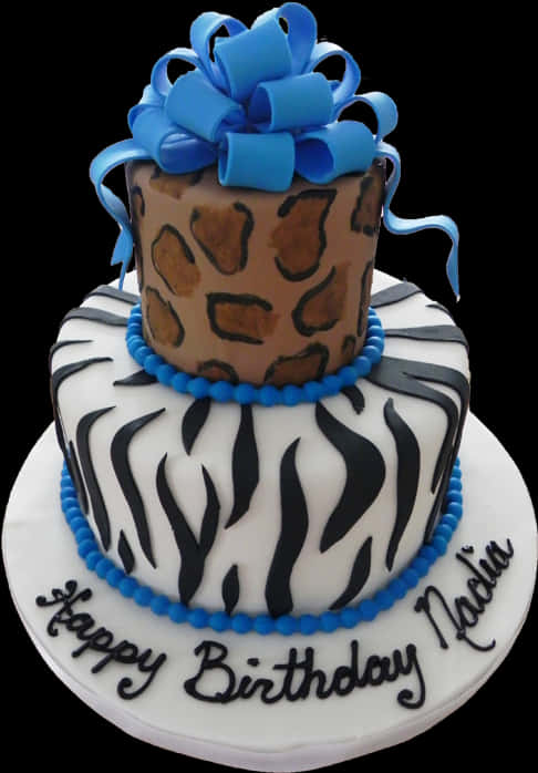 A Cake With A Blue Bow