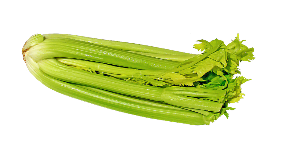 A Bunch Of Celery On A Black Background
