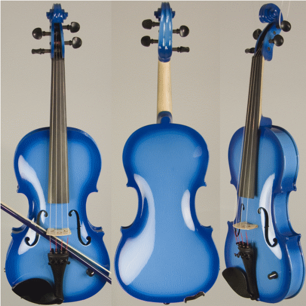 A Blue Violin With A Bow