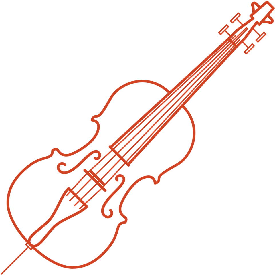 A Stringed Instrument With Orange Lines
