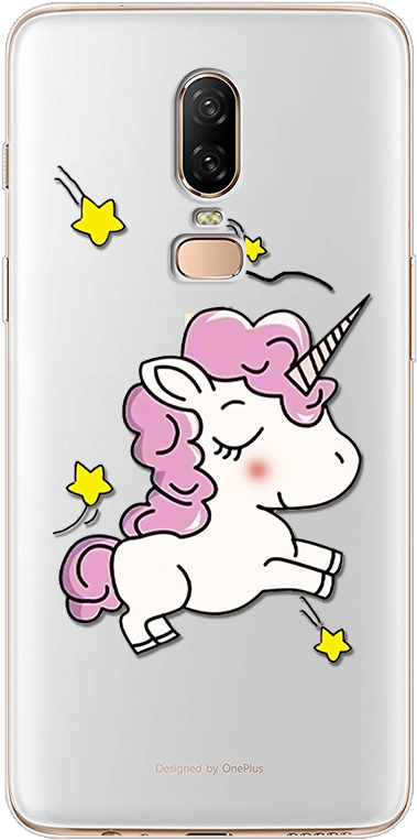 A White Phone Case With A Unicorn And Stars