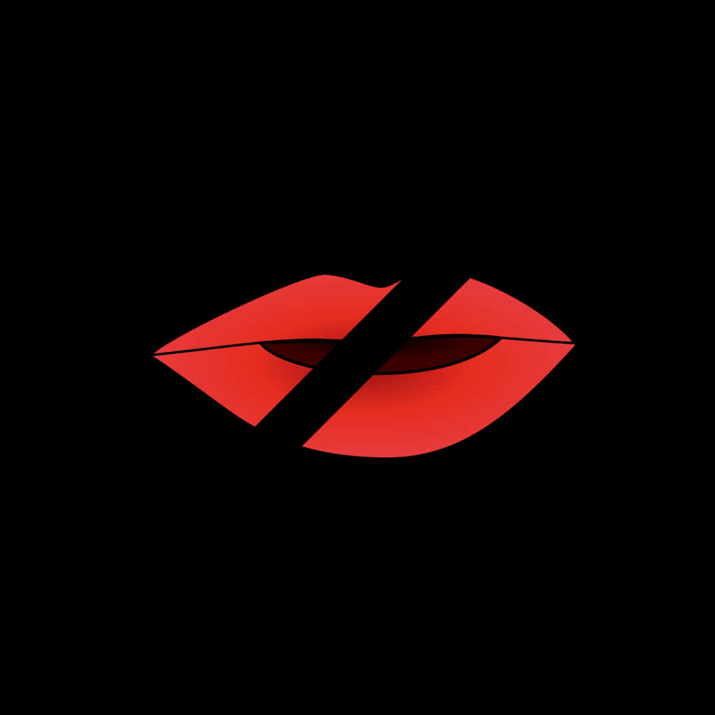 A Red Lips With A Black Stripe