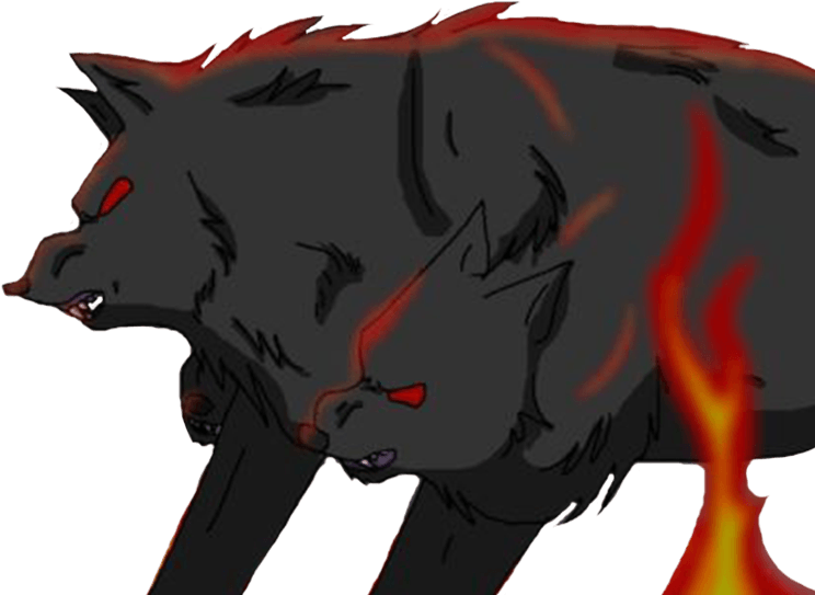 A Cartoon Of A Wolf With Flames