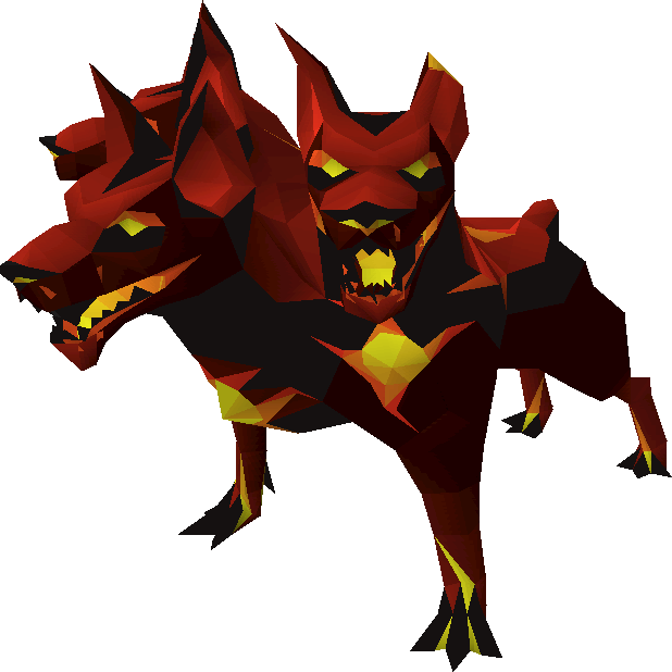 A Low Poly Red And Yellow Wolf