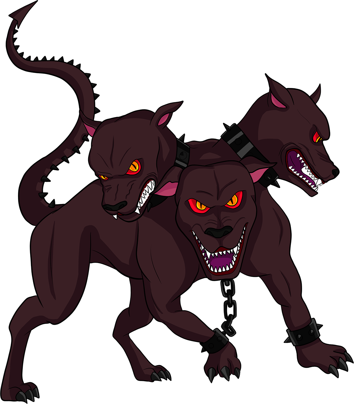 A Cartoon Of A Dog With Chains And A Chain Around It