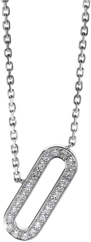 A Silver Necklace With A Diamond Pendant