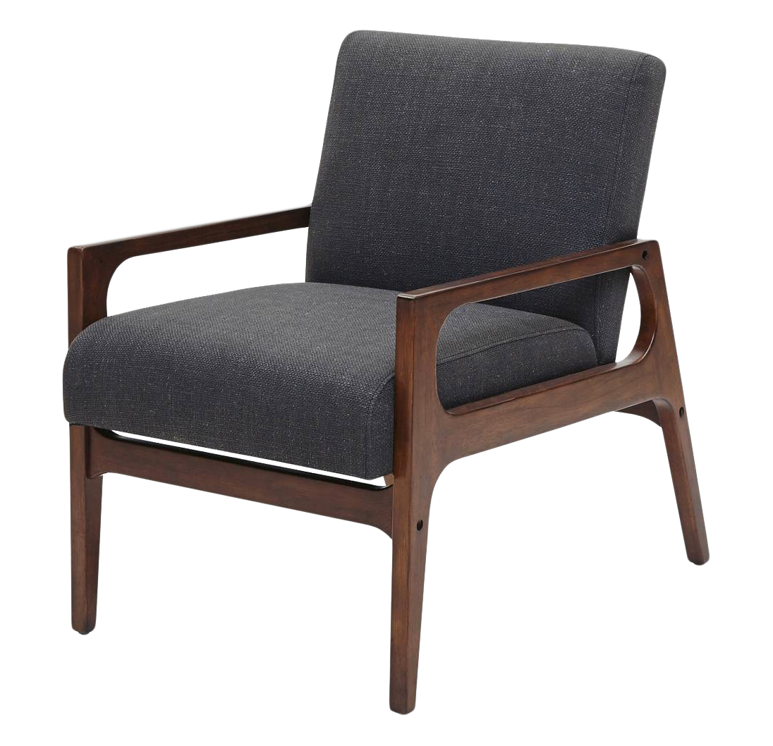 A Grey Chair With Wooden Legs