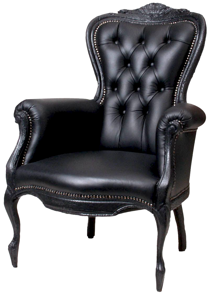 A Black Leather Chair With Black Leather Upholstery