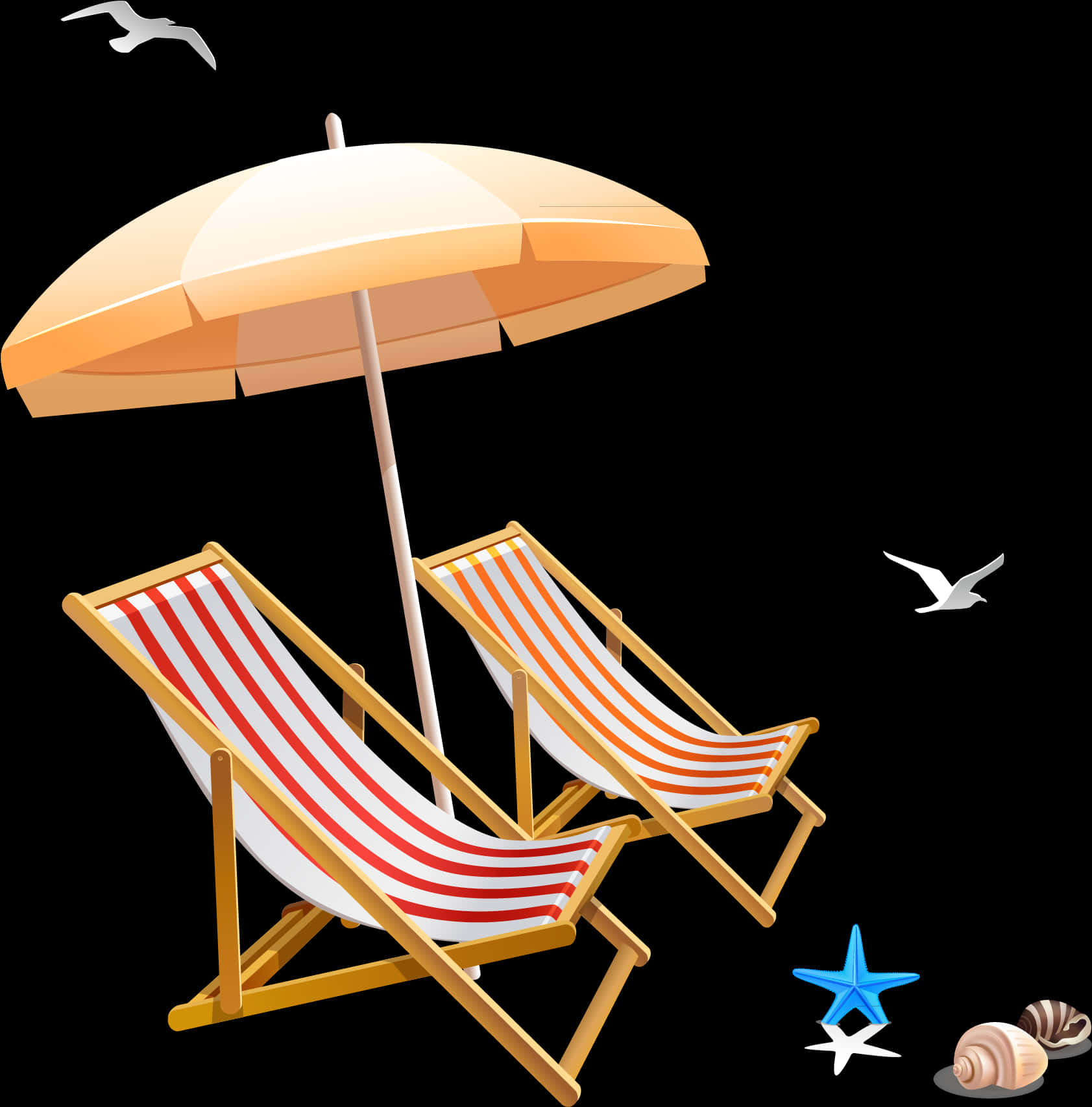 Beach Chair With Umbrella Clipart