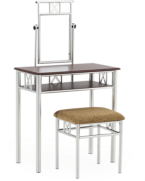 A Makeup Table With A Stool