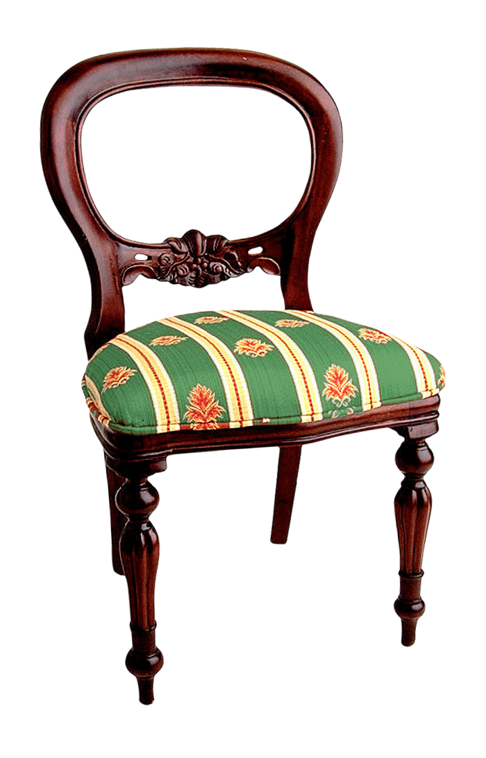 A Chair With A Green And Yellow Cushion